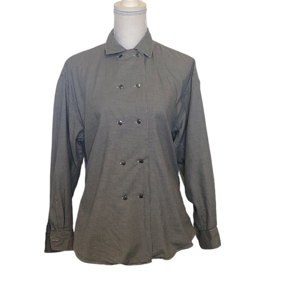 BARNEY'S NEW YORK Blazer Women's Size 6 Black Double Breasted Mini Houndstooth - Picture 10 of 10